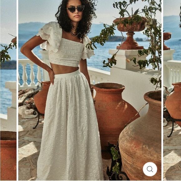 NEW Caroline Constas Kassandra Skirt White Eyelet Size Medium - Picture 1 of 13